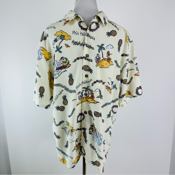 Quicksilver Waterman Collection Hawaii Santa Christmas Beach Surfing Shirt M - Picture 1 of 13